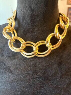 Chunky Chain Link Necklace Bold Gold-Tone Adj Clasp 19”-22” 09’s Y2K Princess